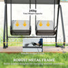 Outsunny Patio Swing Chair w/Adjustable Canopy 2-Seat, Grey