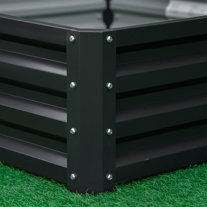 Outsunny 4' X 4' X 1' Raised Garden Bed Galvanized Steel Planter Box For Vegetables, Flowers, Herbs, Grey