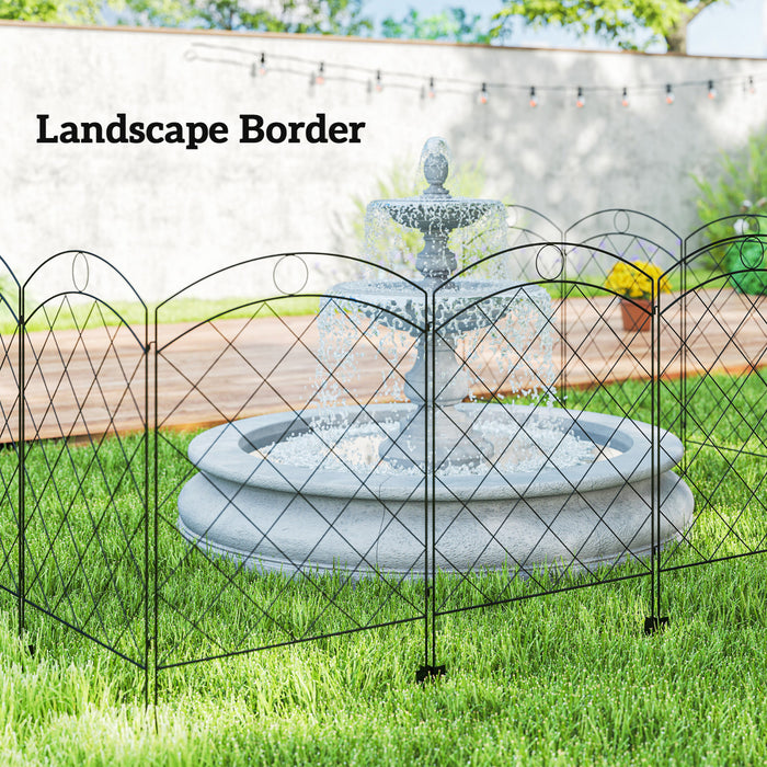 Outsunny 11.4' Garden Fence Steel Border Flower Edging, Pack of 4, Black