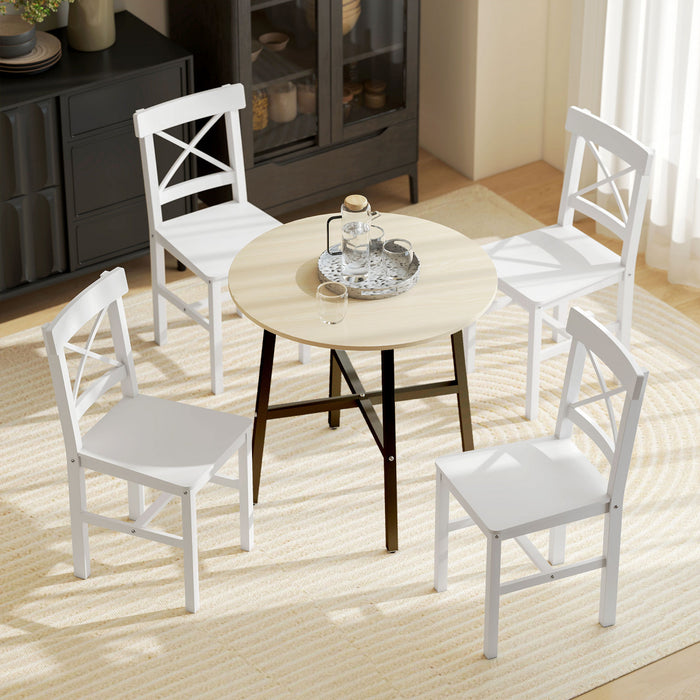 HOMCOM Farmhouse Wood Dining Chairs Set of 2 with Cross Back, White