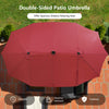 Costway 15FT Twin Patio Double-Sided Umbrella 48 Solar LED Lights Crank Outdoor Wine