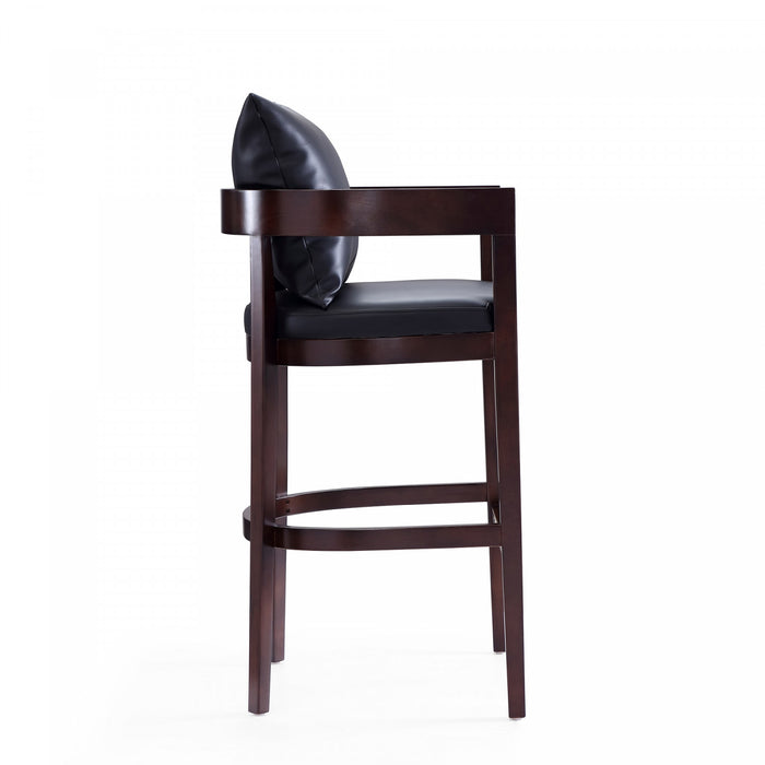 Ritz Mid-Century Modern Wood Upholstered Barstool in Black - Set of 2