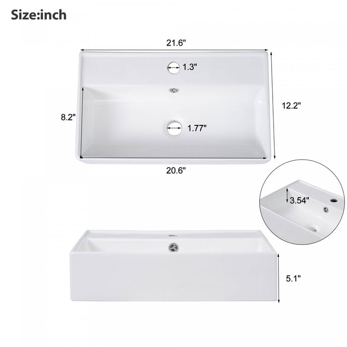Camille Floating Bathroom Vanity with Ceramic Sink and Right Side Storage, Natural