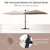 Costway Patio 9.5FT Square Cantilever Offset Hanging Umbrella 2-Tier 360° Outdoor Coffee