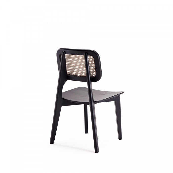 Versailles Industry Chic Wood Dining Chair in Black and Natural - Set of 4