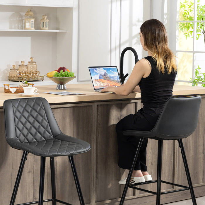 HOMCOM Bar Stools Set of 2, Counter Height, 27.25\" Kitchen Stools, Black