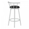 Barstool Set Of 2 Swivel Bar-Height Grey Metal Black Leather-Look Contemporary Modern|Ensemble de 2 tabourets bar pivotants de hauteur bar de style moderne contemporain avec métal gris et apparence cuir noir