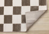 Leopold Checkered Brown White Geometric Area Rug - 6'7" x 9'6"|Carpette géométrique Leopold brune et blanche à motif de carreaux - 6 pi 7 po x 9 pi 6 po