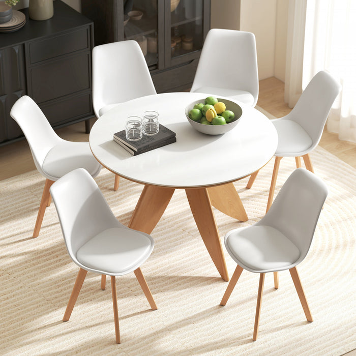 HOMCOM Modern Dining Chairs Set of 6 with PU Leather Cushion, Wood Frame