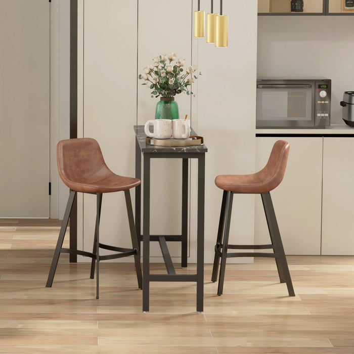 HOMCOM 27\" Counter Height Bar Stools Set of 2, Industrial Kitchen Stools