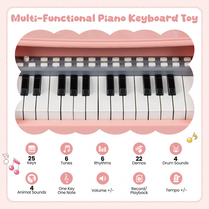 Costway 13 in Height Mini Keyboard Piano for Kids 25 Keys Electric Piano w/Music Stand & Microphone