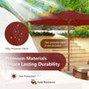 Costway 10FT Patio Wooden Market Table Umbrella Pulley with 8 Bamboo Ribs Sunshade Canopy Wine