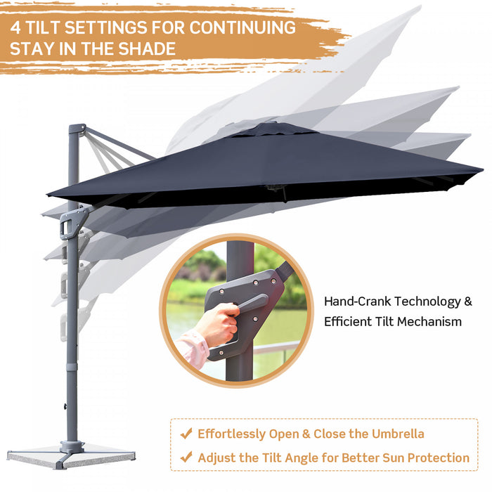 Costway 10x10 ft Patio Offset Cantilever Umbrella Aluminum 360° Rotation Tilt Navy
