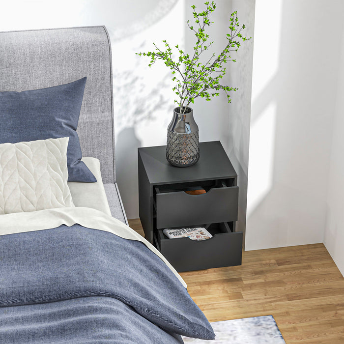 Modern Nightstand, Bedside Table with 2 Drawers and Wood Legs for Bedroom