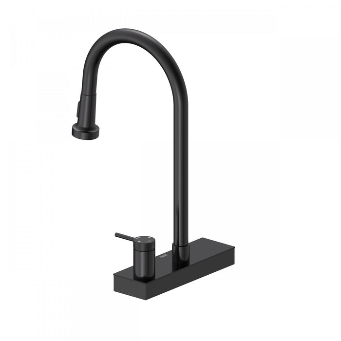 4 Function Pivoting Waterfall Pull-Down Kitchen Faucet with Power Wash, High Arc. Black-FCWRMBKD1 Laundry Combo