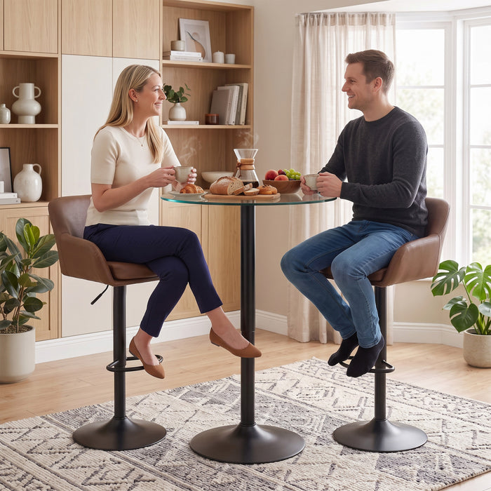 HOMCOM Bar Stools Set of 2 Adjustable Backrest, Brown