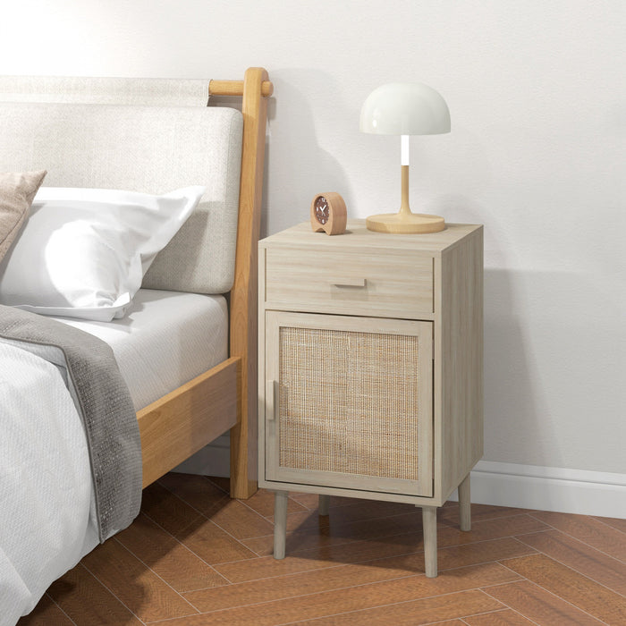 HOMCOM Bedside Table Set of 2 with Storage Drawer for Bedroom Living Room