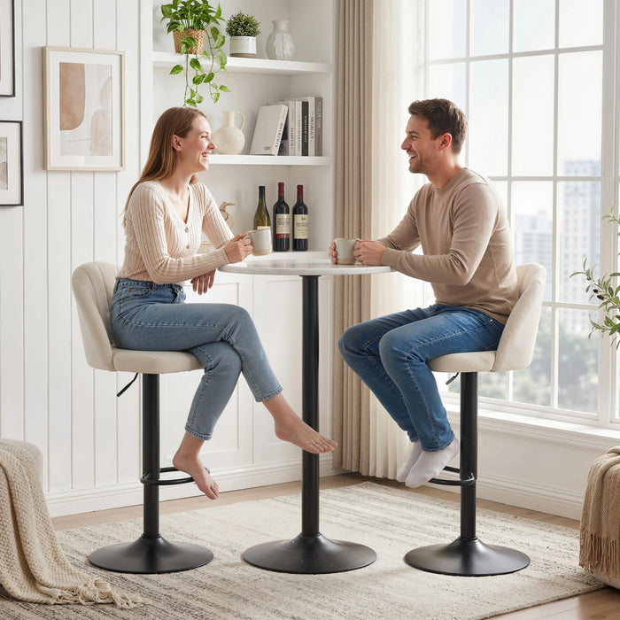 HOMCOM Bar Stools Set of 2, Swivel Counter Height Barstools, Cream White
