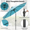 Costway 10 FT Solar Patio Umbrella with 96 LED Lights 35° Adjustable Tilt Vented Top Turquoise