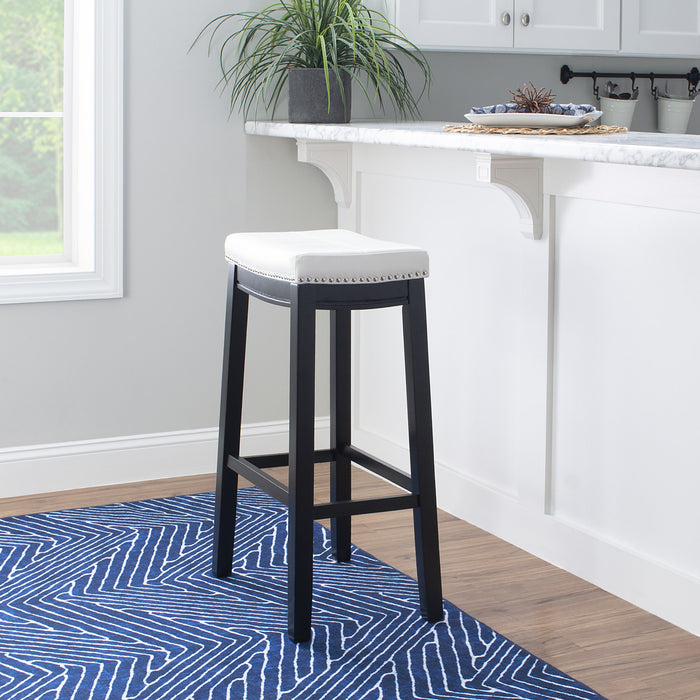 Claridge Faux Leather Backless Barstool - Black and White