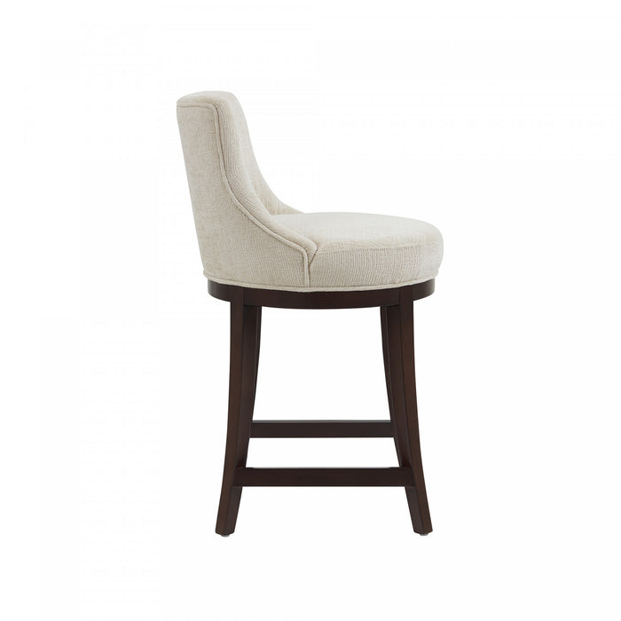 Lucia Modern Wood Chenille Counter Stool in Natural Bar Stool