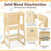 Costway 3-in-1 Foldable Kitchen Standing Tower For Toddlers With Chalkboard Weaning Table Natural