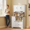 HOMCOM 64" Kitchen Pantry Cabinet, Kitchen Hutch with 3 Cabinets, 2 Drawers
