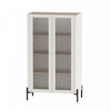 Abbey Modern 32" Tempered Glass Bookcase Cabinet in Maple and Off White (4-Shelf) - Set of 2 | Armoire bibliotheque moderne Abbey 32" en verre trempe, erable et blanc casse (4 etageres) - Lot de 2