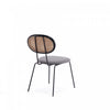 Jardin Industry Chic Cane Back Upholstered Dining Chair in Black and Gray - Set of 4 | Chaise de salle a manger Jardin Industry Chic avec dossier en cannage et assise rembourree, noir et gris - Lot de 4