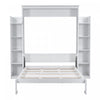 Aiden Murphy Bed with Shelves and LED Lights,Queen Size,White Queen Bed | Aiden Lit escamotable Murphy avec etageres et eclairage LED, taille Queen, blanc