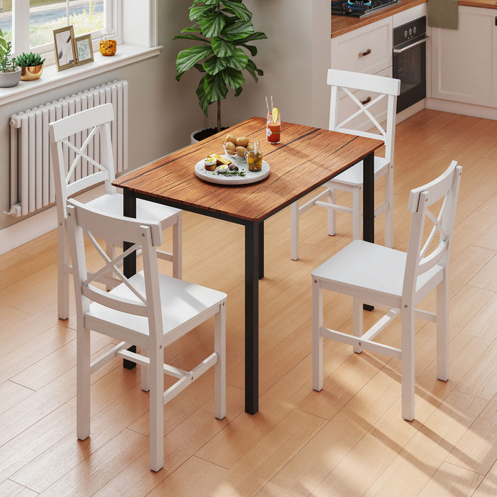 HOMCOM Farmhouse Wood Dining Chairs Set of 2 with Cross Back, White