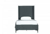 Promenade Mid-Century Modern Upholstered Velvet Twin Bed in Gray | Lit jumeau Promenade moderne du milieu du siecle en velours gris capitonne