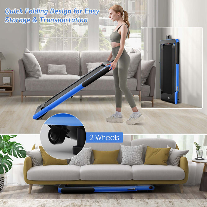 Superfit 2.25hp 2 In 1 Folding Treadmill Jogging Machine W/app Control Blue