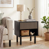 HOMCOM Nightstand with Drawer and Open Shelf, Side Table, Black