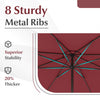Costway 12 FT Patio Umbrella Outdoor Market Umbrella with Crank Handle 8 Sturdy Ribs Red