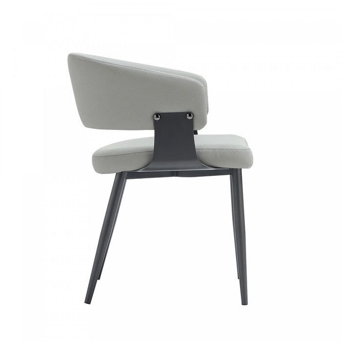Luce Modern Textured Vegan Leather Metal Dining Chair in Stone Gray - Set of 2
