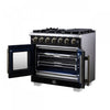 Forno Capriasca 36" Black Gas Range 5.36 cu.ft -FFSGS6460-36BLK | Cuisiniere a gaz noire Capriasca 36 pouces, 5,36 pi³ – FFSGS6460-36BLK