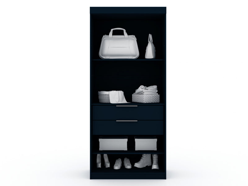 Mulberry Contemporary Modern 36\" Wardrobe Closet in Midnight Blue - Set of 2