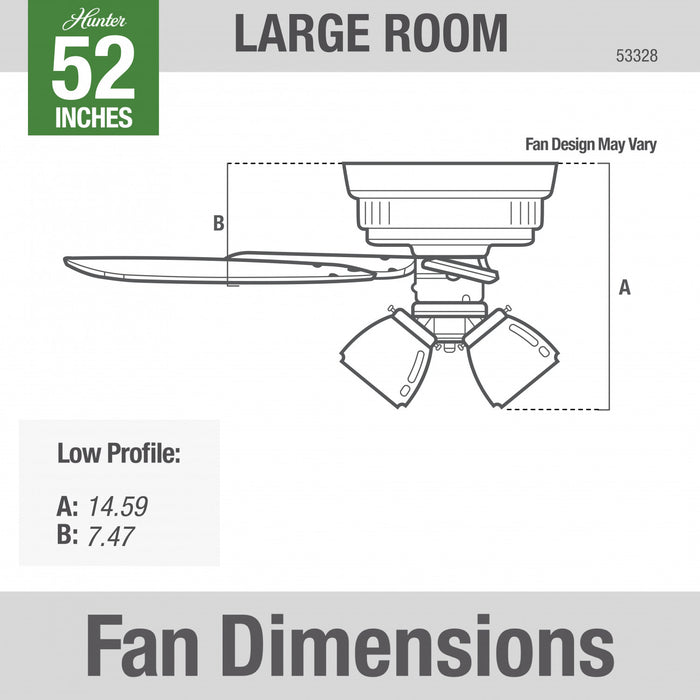 Builder Low Profile Ceiling Fan with Light Fixture - Grey