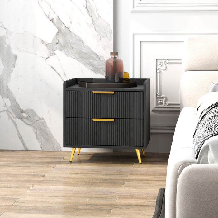 HOMCOM Bedside Table, Nightstand with 2 Drawers for Bedroom, Black