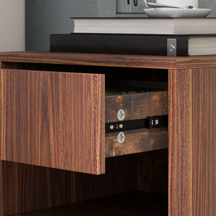 HOMCOM Floating Nightstand Set of 2 with Drawer and Shelf, Brown