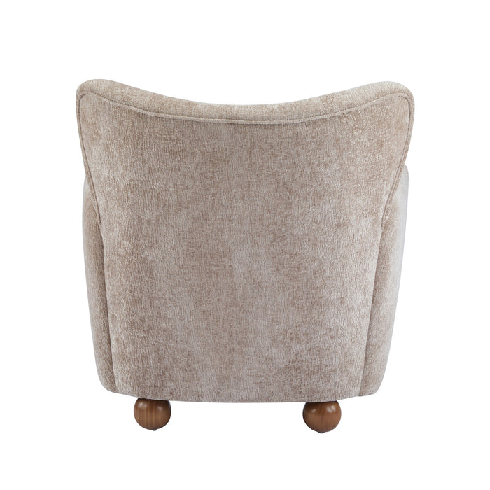Wingate Cozy Wingback Armchair with Premium Fabric and Solid Wood Legs, Beige Brown