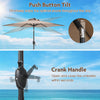 Costway 7.5 ft Solar Powered Patio Umbrella with LED Lights Push Button Tilt Crank Handle Brown