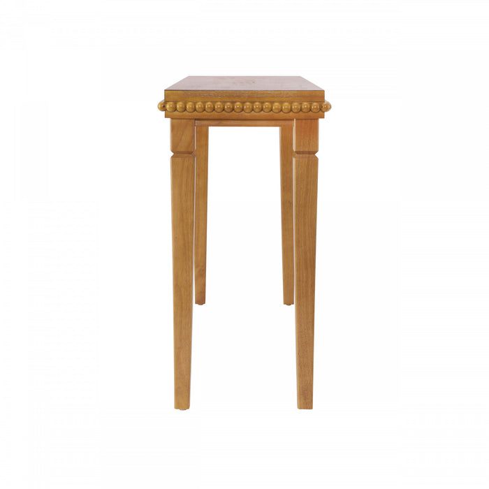 Martha 47.25\" Rustic Wood Sofa Table with Decorative Beaded Trim - Brown