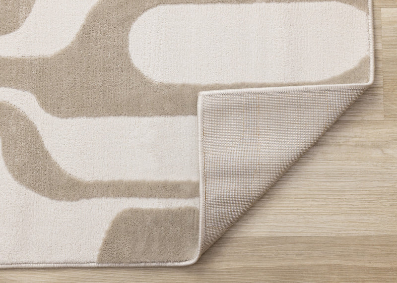 Leopold Modern Mid-Century Beige Cream Area Rug - 5'3\" x 7'7\"