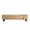 Zara 65 Inch Mid-Century TV Stand with Fluted Doors and Adjustable Shelves, Natural | Zara Meuble TV Mid-Century 65 po avec Portes Canelees et Etageres Reglables, Naturel