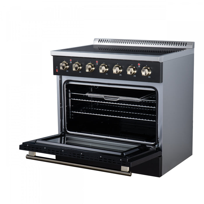 Forno Galiano 36 Inch Freestanding Electric range, 5 radiant burners, 5.36 cu.ft., Black - FFSEL6083-36BLK Electric Range