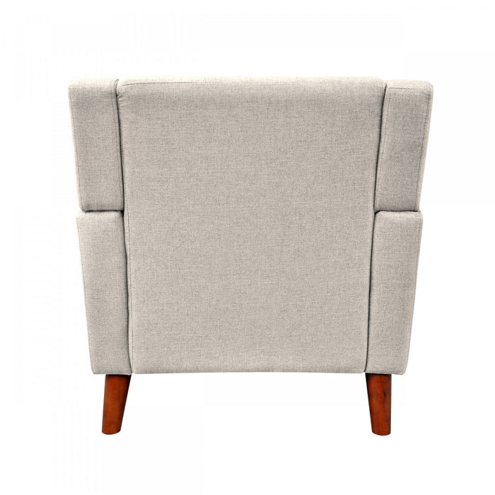 Midway Mid-Century Modern Armchair with Tufted Waffle Stitch, Beige, Walnut