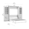 Bestar Key West Queen Murphy Bed & Closet Organizers with Doors & Drawers (119 W) - Pure White Oak|Grand lit escamotable Key West de Bestar de 119 po (L) avec organisateurs de garde-robe, portes et tiroirs - blanc chêne solide