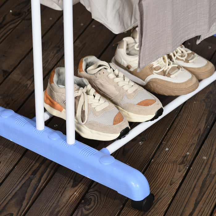 Homcom Foldable Clothes Drying Rack With 2 Side Wings 4 Castors